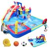 10 in1 Inflatable slide water park bouncing house garden with splash pool & water gun & basketball & climbing wall & dual pools & soccer