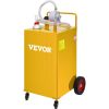 VEVOR 30 Gallon Fuel Caddy, Gas Storage Tank & 4 Wheels, with Manuel Transfer Pump, Gasoline Diesel Fuel Container for Cars, Lawn Mowers, ATVs, Boats,