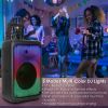 Portable Wireless Party Speaker Party Speaker with with 5 Colorful Lighting Modes TWS FM USB MMC Slot Aux In Recording Mic Priority Trolley Handle 2 W