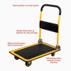 330 lbs. Capacity Platform Truck Hand Flatbed Cart Dolly Folding Moving Push Heavy Duty Rolling Cart in Yellow