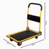 660 lbs. Capacity Platform Truck Hand Flatbed Cart Dolly Folding Moving Push Heavy Duty Rolling Cart in Yellow