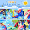 10 in1 Inflatable slide water park bouncing house garden with splash pool & water gun & basketball & climbing wall & dual pools & soccer