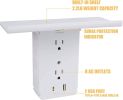 Socket Shelf Outlet 2 Pack Surge Protector Extender Wall plug with USB A+C Ports(3.4A Total), 8 AC Outlets