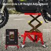 Motorcycle Lift Motorcycle Jack Hydraulic Motorcycle Lift Jack 350 LBS ATV Scissor Lift with Foot-Operated Wide Deck J-Hooks 4 Wheels for ATV (14.96 *