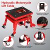 Motorcycle Lift Motorcycle Jack Hydraulic Motorcycle Lift Jack 350 LBS ATV Scissor Lift with Foot-Operated Wide Deck J-Hooks 4 Wheels for ATV (14.96 *