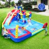 10 in1 Inflatable slide water park bouncing house garden with splash pool & water gun & basketball & climbing wall & dual pools & soccer