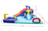 10 in1 Inflatable slide water park bouncing house garden with splash pool & water gun & basketball & climbing wall & dual pools & soccer