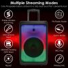 Portable Wireless Party Speaker Party Speaker with with 5 Colorful Lighting Modes TWS FM USB MMC Slot Aux In Recording Mic Priority Trolley Handle 2 W