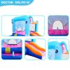 Elephant Inflatable Castle Blue Bounce House w/ Slide Ball Pool and 350W Blower