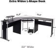 71" L-Shaped Gaming Desk -Large Desktop 22" Wide Wood Curved Corner Desk -Sturdy Computer Desks PC Laptop Table Workstation