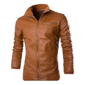 Motorcycle Leather Jackets (Option: Brown-XL)