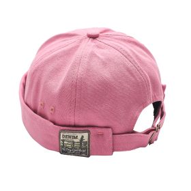 Vintage Docker Cap Brimless Hat Breathable Beanie Hats Cotton Retro Adjustable Literary Landlord Sailor Cap Women Hip Hop Hat (Color: Pink)