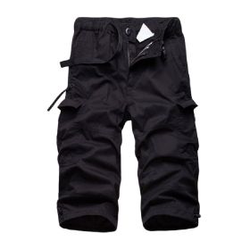 Men's Cargo Shorts Lightweight Multi Pocket Short with Belt (Color: BLACK, size: 33)