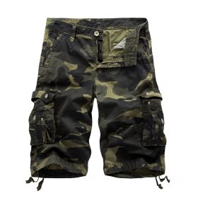Men's Camo Cargo Shorts Cotton (Color: Green, size: 40)