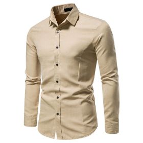 Men's Long Sleeve Regular fit Casual Shirt (Color: Brown, size: L)