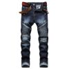 Mens Ribbed Jeans Straight Fit Denim Pants