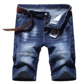 Men's Jean Shorts Ripped Denim Short Distressed Slim Fit (Color: Blue 02, size: 29)