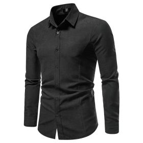Men's Long Sleeve Regular fit Casual Shirt (Color: BLACK, size: XS)