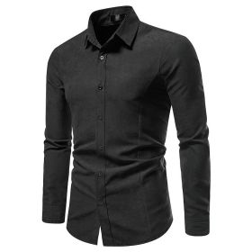 Men's Long Sleeve Regular fit Casual Shirt (Color: BLACK, size: XL)