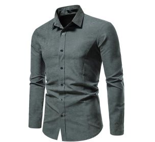 Men's Long Sleeve Regular fit Casual Shirt (Color: Gray, size: 2XL)