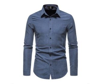 Men's Long Sleeve Regular fit Casual Shirt (Color: Navy, size: M)