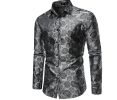 Men's Rose Printed Long Sleeve Dress Button Down Shirts