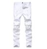 Mens Jeans Ripped Skinny Distressed Destroyed Straight Fit Zipper Jeans with Holes