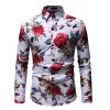 Men's Shirt Stylish Slim Fit Button Down Long Sleeve Floral Shirt Dress Shirts