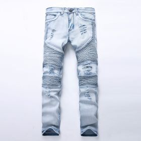 Men Denim Jeans Slim Fit Black Stretch Destroyed Ripped Skinny Jeans (Color: 5, size: 40)