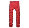 Mens Jeans Ripped Skinny Distressed Destroyed Straight Fit Zipper Jeans with Holes