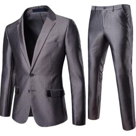 Men's Suit Slim Fit Formal Wedding Suit (Color: Grey, size: XS)