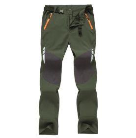 Softshell Pants, Water Repellant Outdoor Apparel (Color: Green, size: 2XL)