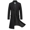 Men's Long Trench Coat Notch Lapel Single Breasted Overcoat