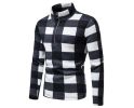 Men's Zipper Plaid Stand Collar Pullover Sweater