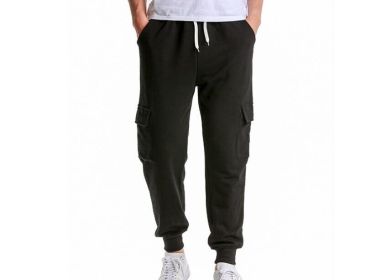 Men's Casual Gym Jogger Athletic Sports Sweatpants (Color: BLACK, size: XL)