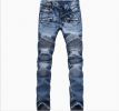 Men Ripped Slim Straight fit Biker Jeans With Zipper Deco