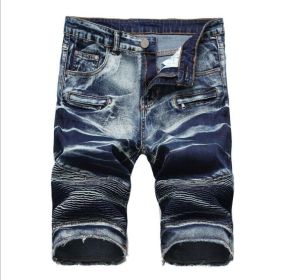 Mens Casual Relaxed Slim Fit Denim Jean Short Plus Size Big and Tall (Color: Dark Blue, size: 30)