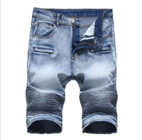 Mens Casual Relaxed Slim Fit Denim Jean Short Plus Size Big and Tall (Color: Blue, size: 38)