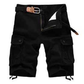 Mens Casual Shorts Pocket Beach Work Casual Short Comfy Fashion Sport Loose Active Trouser (Color: BLACK, size: 29)