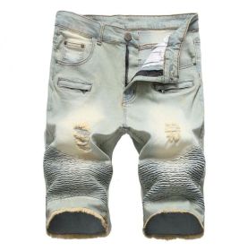 Mens Casual Relaxed Slim Fit Denim Jean Short Plus Size Big and Tall (Color: Light, size: 38)