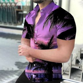 2022 Men's Shirt 3D Digital Print European Street Hawaiian Print Shirt (Color: As shown, size: XL)