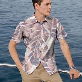 European and American high quality beach style men's shirts 3D digital printing shirts (Color: As shown, size: M)