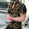 Summer Hot Hawaiian 3D Digital Printing Striped Business Classic Style Men's Shirts