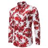 Men's Floral Shirt Long Sleeve Casual Button Down Shirt Slim Fit Flower Dress Shirt