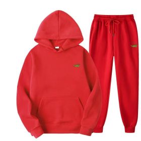 Men's Fashion Casual Tracksuit High Quality Men's Suit 2 Piece Hoodie Pullover Sports Clothes Sweatshirt Jogging Set Man (Color: Red, size: XXXL(195cm 90kg))