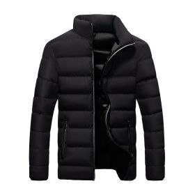 2022 cotton padded clothes men's running distance men's coat new winter stand collar down cotton padded clothes thickene (Color: BLACK, size: 3XL)