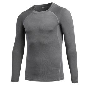Men's Athletic Long Sleeve Compression Shirts Cool Dry Sport Workout Underwear Shirt,Athletic Base Layer Top (Color: Gray, size: S)