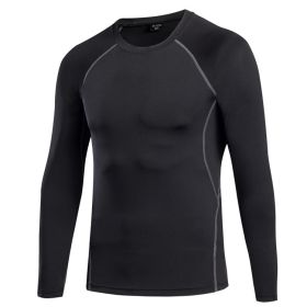 Men's Athletic Long Sleeve Compression Shirts Cool Dry Sport Workout Underwear Shirt,Athletic Base Layer Top (Color: BLACK, size: XL)