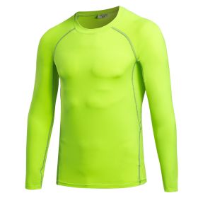 Men's Athletic Long Sleeve Compression Shirts Cool Dry Sport Workout Underwear Shirt,Athletic Base Layer Top (Color: Green, size: L)