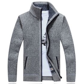 Men's Zip Up Fleece Cardigan Sweater Winter Warm Sherpa Lined Jacket Coat (Color: Gray, size: XL)